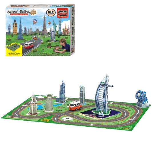 DIY Bus & Famous Buildings Toy Set CB (AA Batteries not included) C/P 12