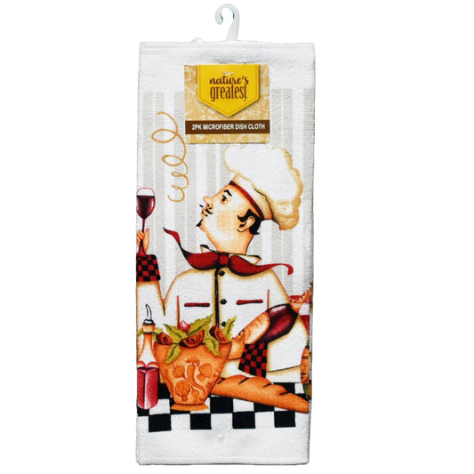 2pc Chef Printed Microfiber Dish Cloth C/P 72