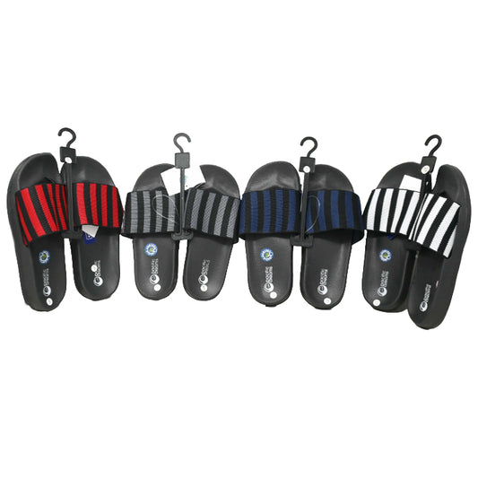 *OUTSIDE OF CA* MEN STRIPE KNIT SLIDE SANDAL 4-ASST COLORS/6-ASST SIZE C/P 48