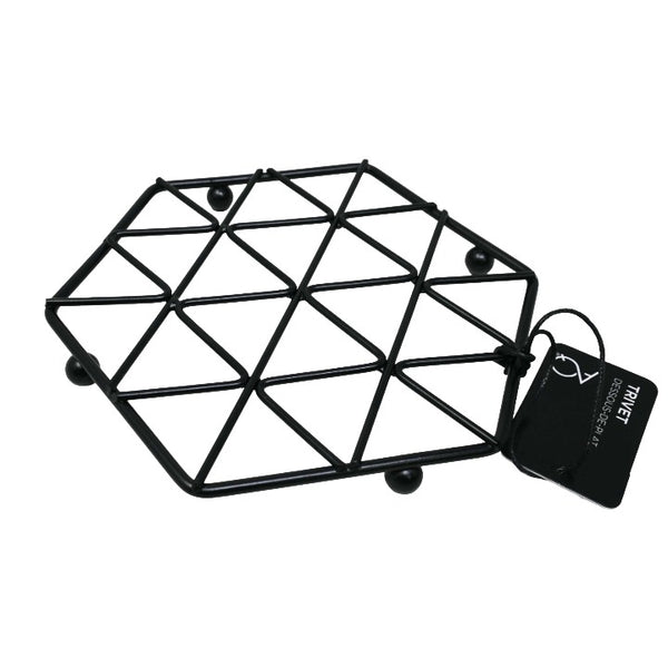 Blk Wire Hex Trivet C/P 24