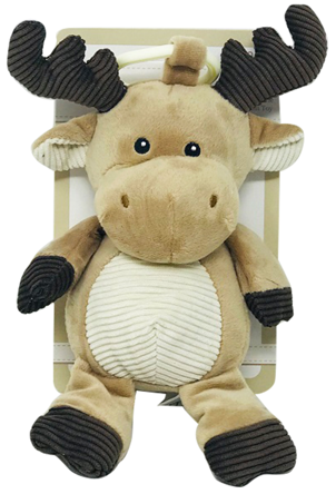 10" Natural Moose Toy with Rattle C/P 24
