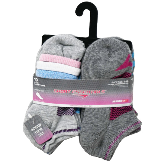 10pk GIRLS SPORT ESSENTIALS MULTI STRIPE GWP SOCKS SIZE 4-6 C/P 60