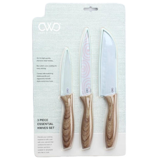 3pc 3.5"+5"+5" PRINTED KNIVES SET WITH SHEATH C/P 48