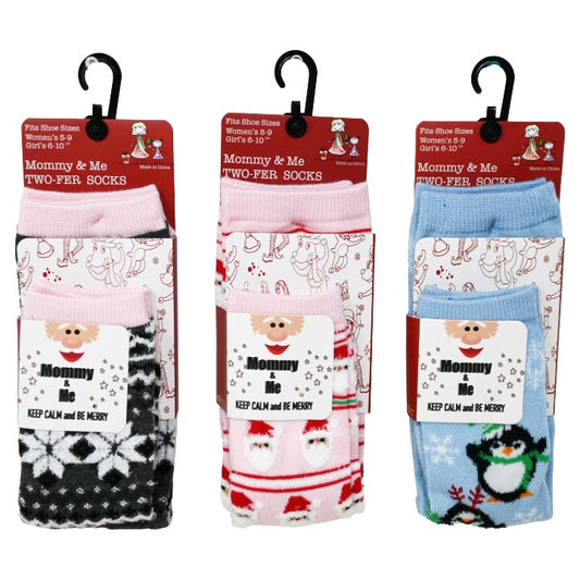 Multipl e colors  i 9-11 2pk CHRISTMAS  MOMMY  &  ME  MATCHING  SOCKS UPC:          0-81091-59902-4 SKU:  Socks C/P 60