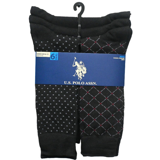 6pk MEN'S BLACK DRESS CREW SOCKS SIZE 6-12 C/P 48