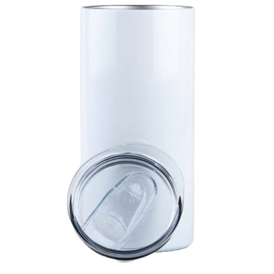 10oz White Stainless Steel Double Wall Tumbler w/Lid (No Label or UPC) C/P 30