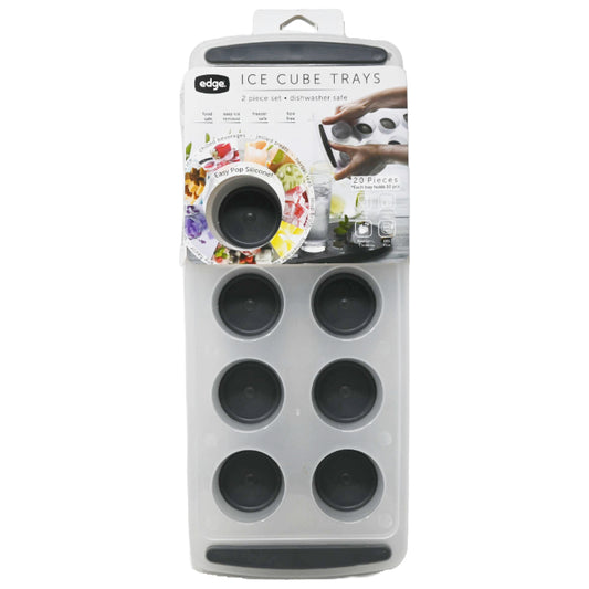 Edge 2pk Silicone Ice Cube Tray Jumbo Round Charcoal C/P 12