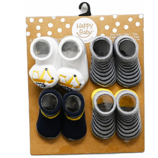 4pk HB INFANT BOY DIGGER RATTLE BOOTIES ASST SIZE C/P 60