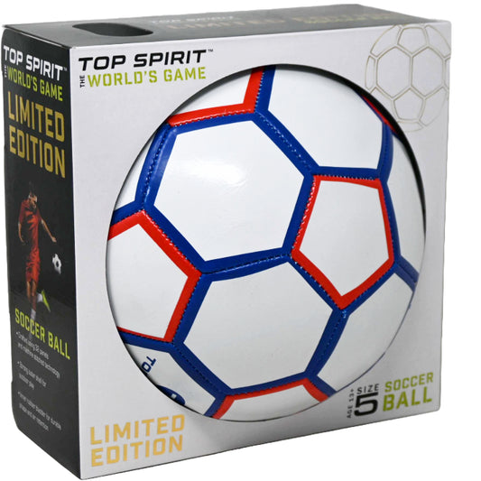 TOP SPIRIT SIZE 5 USA WHITE SOCCER BALL W/AMERICANA OUTLINE INFLATED/BOXED C/P 12