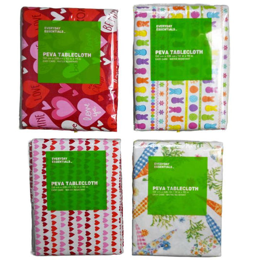 PEVA TABLECLOTH ASST SIZE/PRINTS AS IS C/P 48