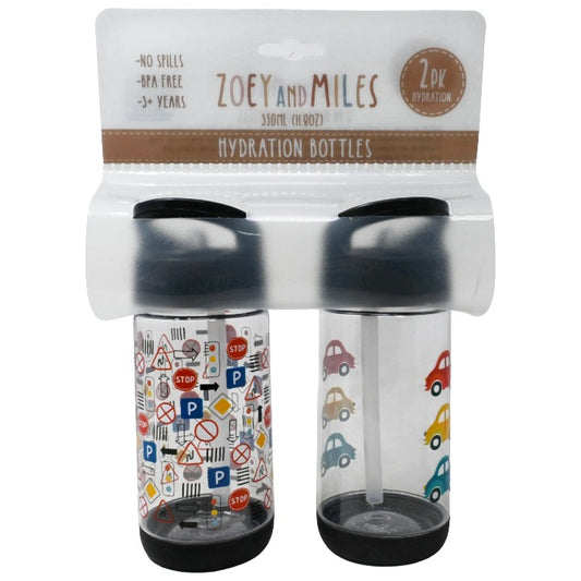 Kids 2pk Cars Bottle C/P 12 Zoey & Miles