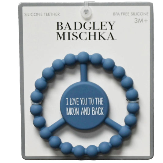 1pc Silicone Peace Teether - Blue "I Love You To The Moon And Back" C/P 100