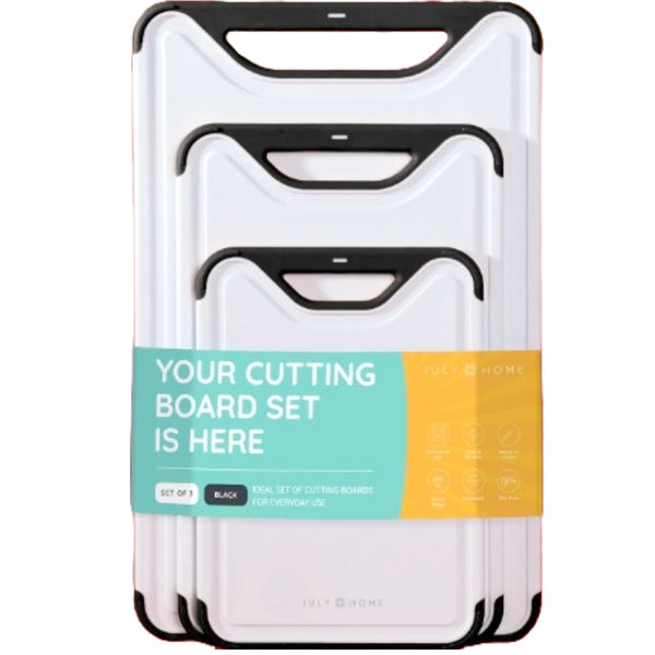 3pc BLACK/WHT CUTTING BOARD SET C/P 8