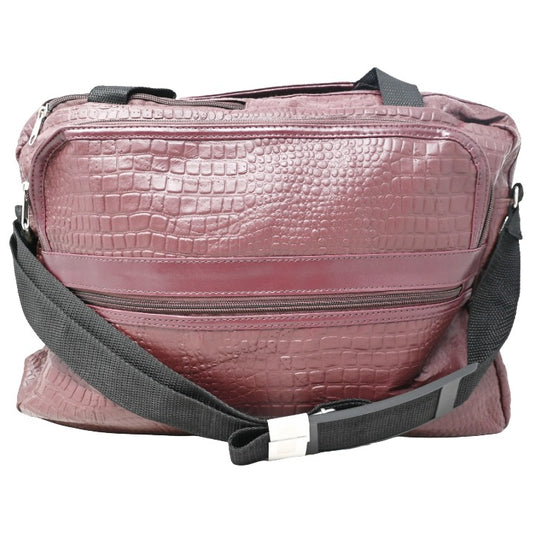 *NO CA* BURGUNDY CROCO LEATHER FLIGHT BAG (NO UPC) C/P 20