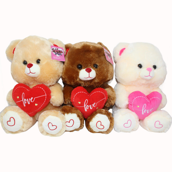 12" BEAR WITH HEART 3-ASST C/P 24