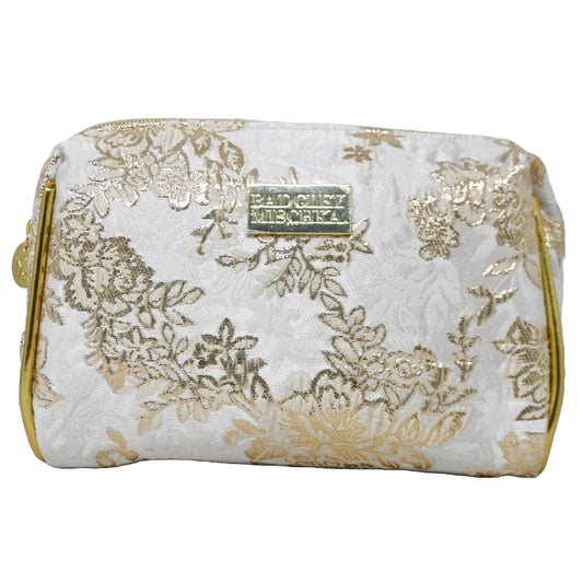 JACQUARD TRIANGLE WEDGE W/METALLIC GOLD PU PIPING COSMETIC BAG BADGLEY MISCHKA C/P 36