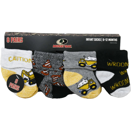 8pk INFANT BOY GREY FULL CUSHION QTR SOCKS ASST SIZE MOSSY OAK C/P 60