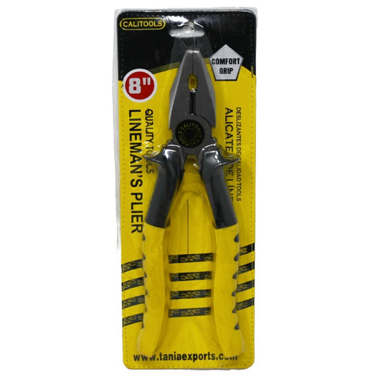 8" Lineman's Plier with Comfort Grip C/P 55 Inner 11 CALITOOLS