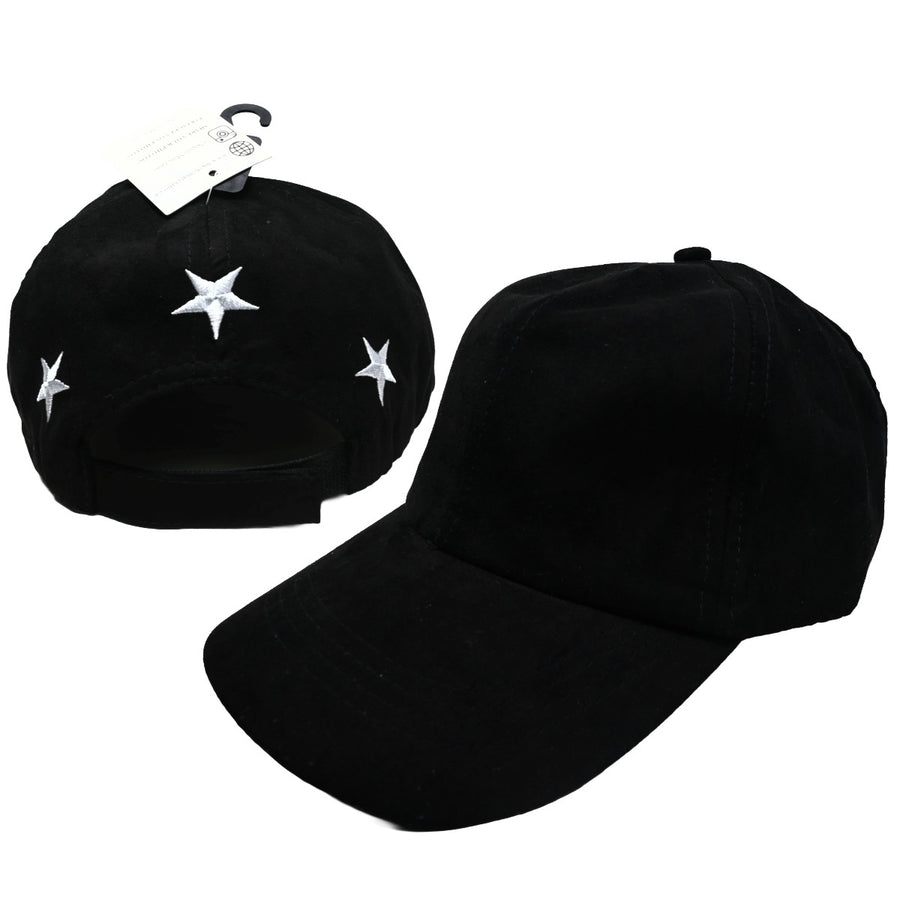 Blk 3 Star Suede Cap C/P 48 Nicole Marciano