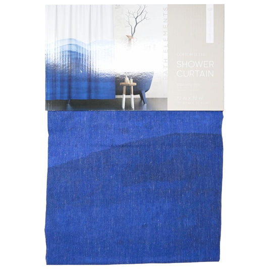 72X72" WHT/BLUE 90/10 POLY COTTON SHOWER CURTAIN BATH ELEMENTS C/P 24