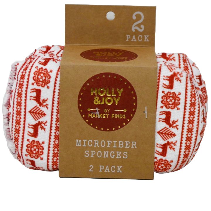 2pk Red and White Christmas Sweater Printed Sponges C/P 24