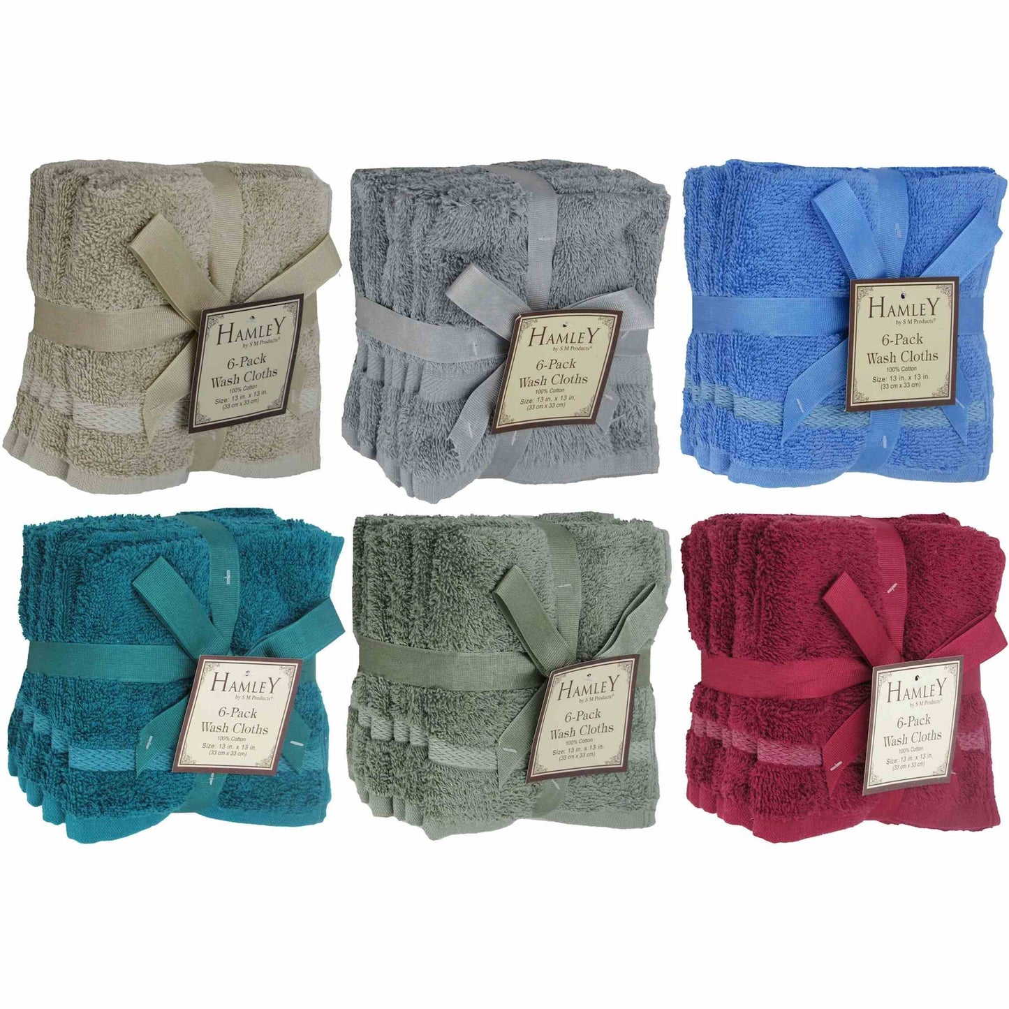 6pk 13"x13" HAMLEY WASH CLOTHS C/P 48