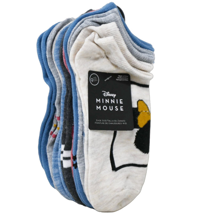 9pk WOMEN MINNIE MOUSE BOWS NS SOCKS SIZE 9-11 C/P 60