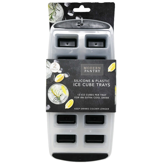 2pk Blk 12 Grid Sil Ice Cubes Tray C/P 76