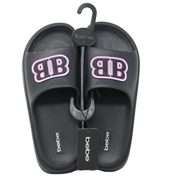 BLK/PNK BEBE WOMEN EVA SLIDE wDOUBLE B RUBBER PATCH 5-ASST SIZE C/P 12