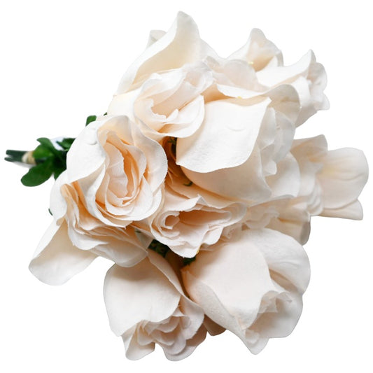 Beige Rose Bud Bush 6 Flowers C/P 240