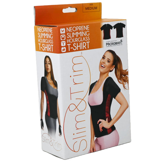 MED. 2-TONE WOMEN NEOPRENE HOURGLASS T-SHIRT W/SLEEVES (BOXED) C/P 12