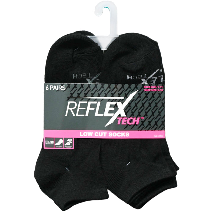 6pk LADIES BLACK CUSHIONED LOW CUT SOCKS SIZE 9-11 C/P 36