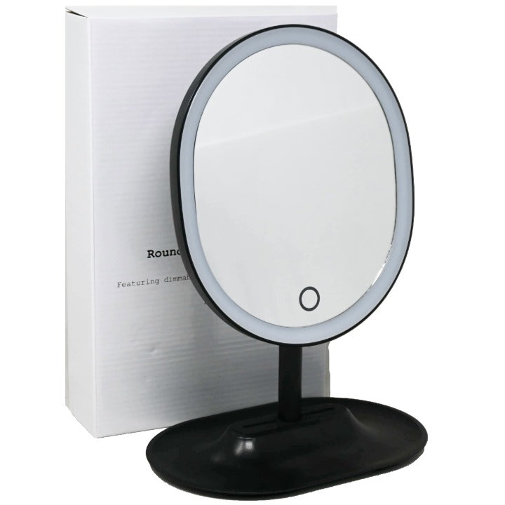 Black Oval LED Makeup Mirror Rechargeable C/P 16