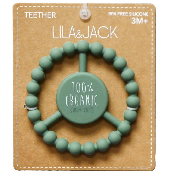 1pc Silicone Peace Teether - Hunter Green "100% Organic" C/P 100