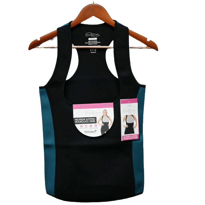 MED. BLK/TEAL WOMEN HOURGLASS NEOPRENE TANK (FLAT PACKED) C/P 12