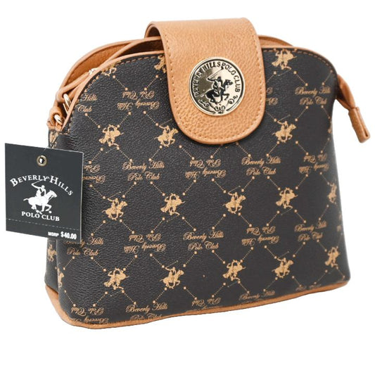 BHPC BROWN MULTI COMPARTMENT BAG W/ZIPPER CLOSURE MIDDLE COMPARTMENT C/P 12