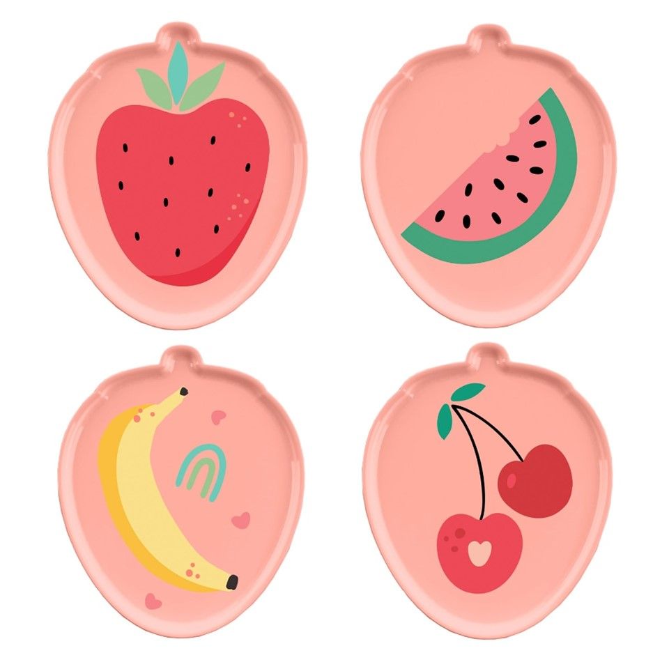 4pk 9.8" Kids Plate - Coral Fruit C/P 2