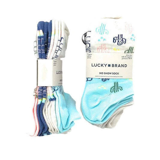 6-8 5PK LUCKY GIRLS CLRBLK CACTUS FLORAL SOCKS C/P 60