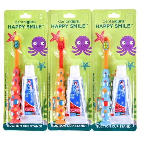 HAPPY SMILE KIDS TRAVEL KIT TOOTHBRUSH W/TOOTHPASTE (SOFT) C/P 24