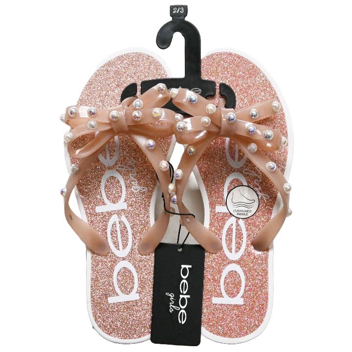 BEBE GIRLS BLUSH PCU SANDAL W/STUDDED BOW ASST SIZE C/P 12