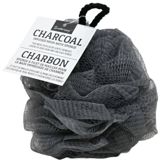 Spatherapy 50 G CHARCOAL INFUSED BATH SPONGE W CORD BLACK  C/P 36