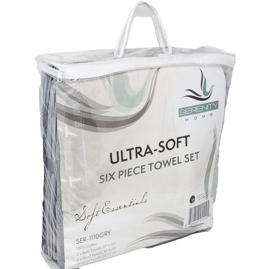 6pc GREY WAFFLE TOWEL SET C/P 10