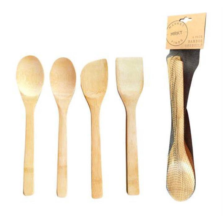 4 Pack Solid Bamboo Utensil Set C/P 60