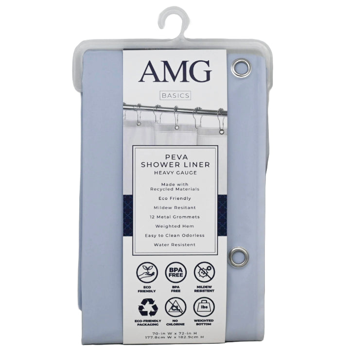 70" X 72" LT. BLUE SHOWER LINER W/GROOMETS C/P 12