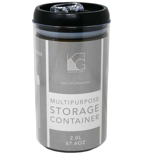 2.0L Round Plastic Food Storage Container wBlack Lid C/P 40