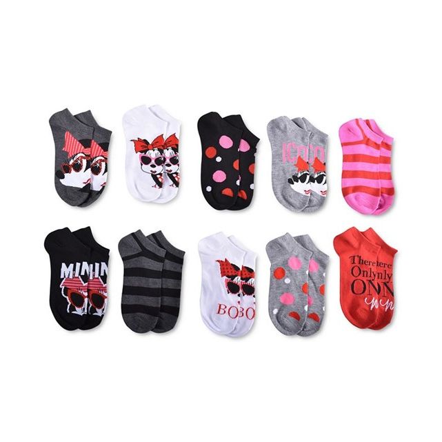 10pk MINNIE MOUSE MANY MOODS NS SOCKS SIZE 9-11 C/P 36