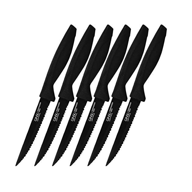 GINSU Daku 6pc BLACK COATED STEAK KNIFE SET C/P 24