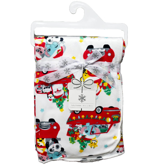 30"x40" CHRISTMAS CARS PRINTED MINK BLANKET C/P 24
