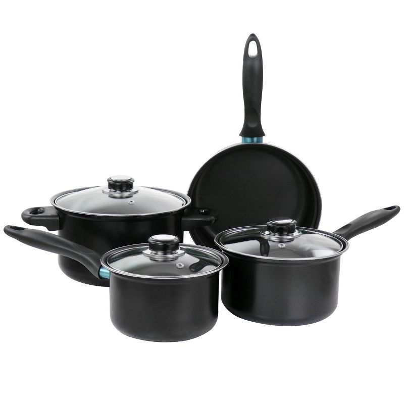 7pc NEWTON BLACK N-STICK COOKWARE SET C/P 3