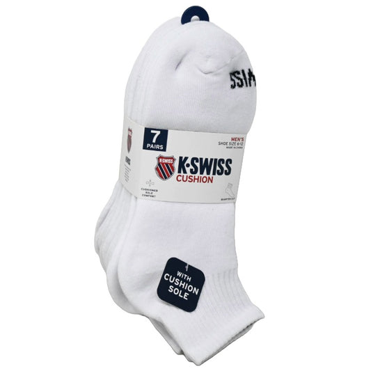 7PK 10-13 MENS FL CUSH QTR SOLID SOCKS K-SWISS C/P 36